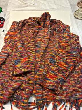 Vintage Units Multicolor Striped Open Front Cardigan